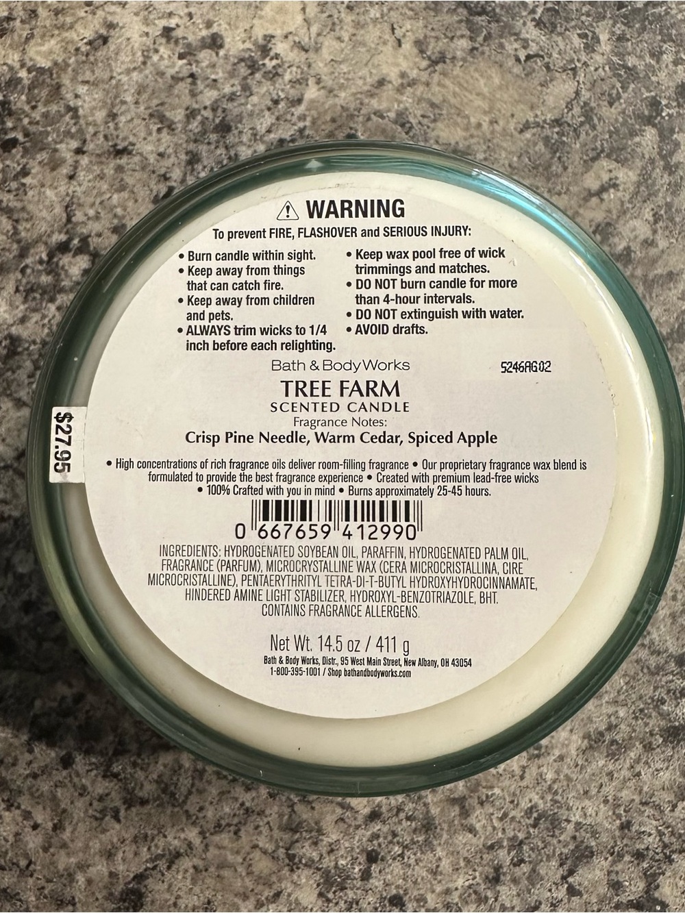 NEW Bath & Body Works Tree Farm 3 Wick Candle 14.5oz Soy Christmas Pine Apple - Picture 5 of 5